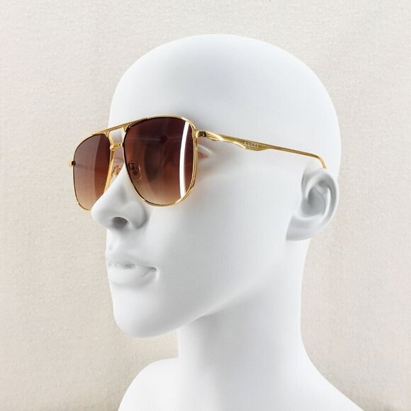 Gucci GG0336 Aviator Sunglasses Gold Brown OS - Picture 12 of 16